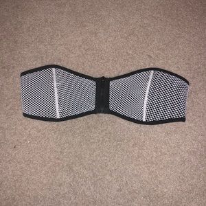 Zipper bandeau swim top